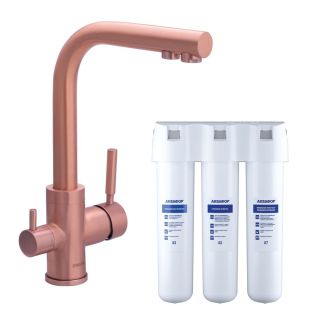 Смеситель для кухни Swedbe Selene Plus K8148K в комплекте с фильтром Аквафор Кристалл медь